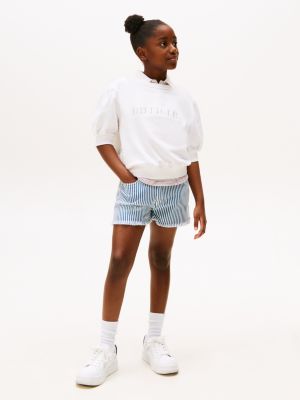 pull à logo brodé blanc pour filles tommy hilfiger