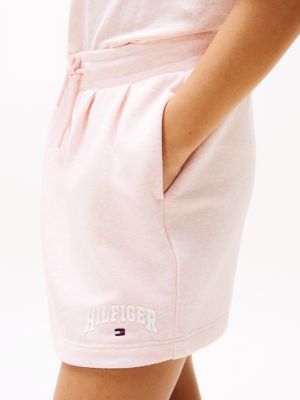 jupe courte varsity en tissu éponge rose pour filles tommy hilfiger