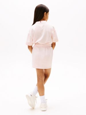 minigonna varsity in spugna rosa da bambine tommy hilfiger