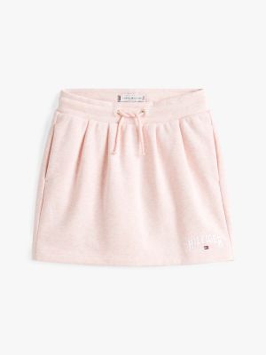 jupe courte varsity en tissu éponge rose pour filles tommy hilfiger