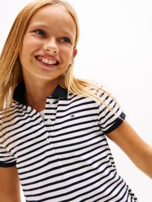 multi polo-kleid mit kontrast-design für mädchen - tommy hilfiger