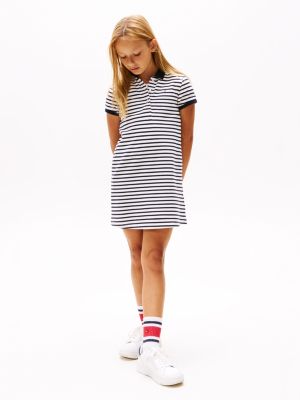 robe polo à col ras-du-cou contrasté multi pour filles tommy hilfiger