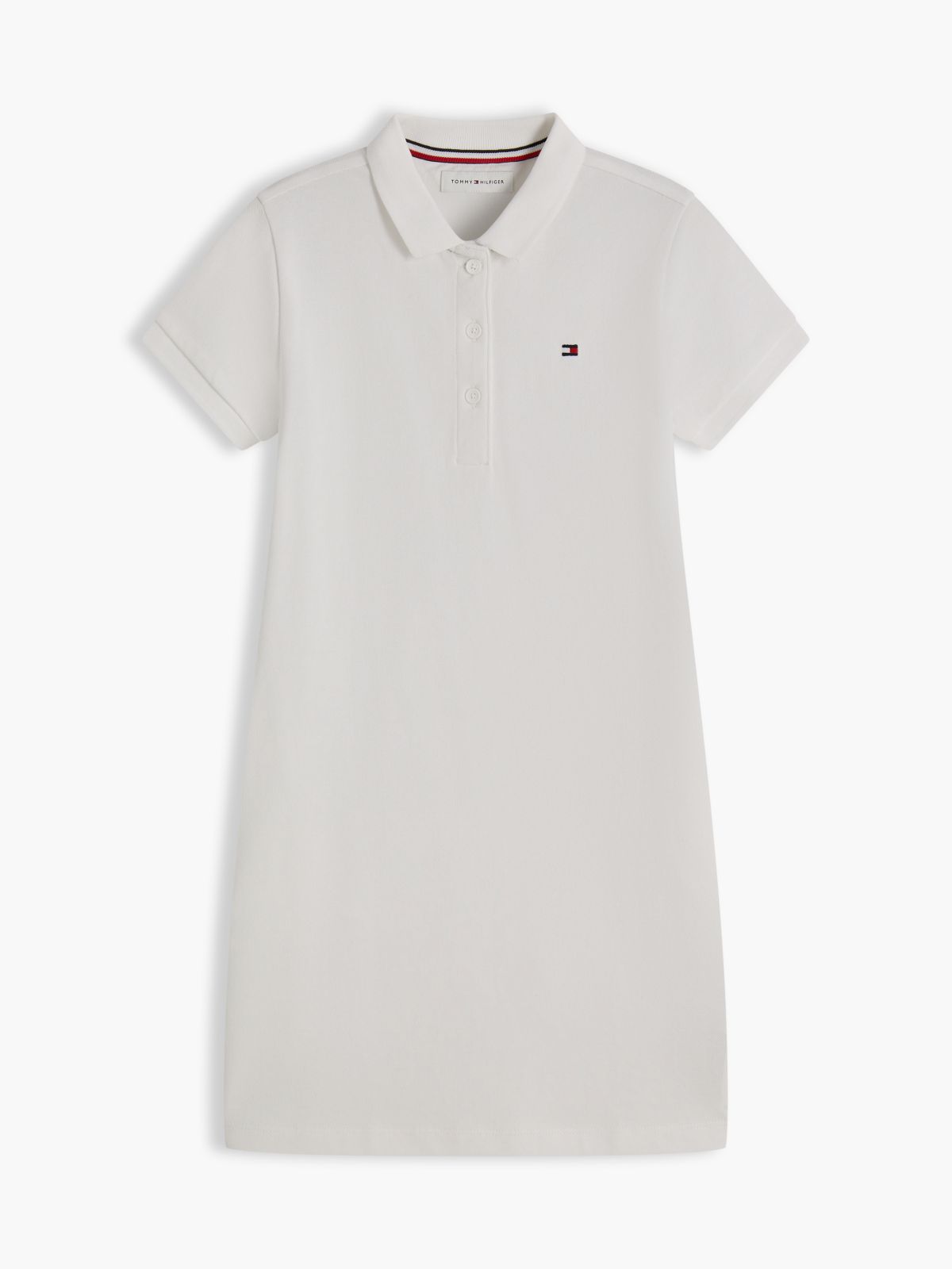 Essential Pique Short Sleeve Polo Dress — White