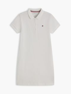 Essential Pique Short Sleeve Polo Dress — White 5
