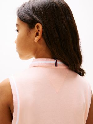 vestito polo con motivo in sangallo rosa da bambine tommy hilfiger