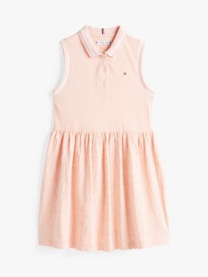 robe polo à broderie anglaise rose pour filles tommy hilfiger