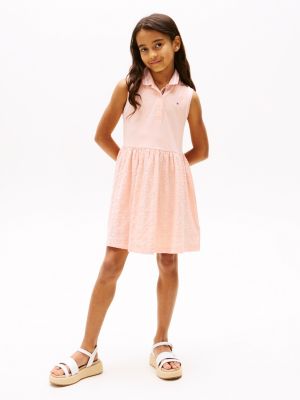 pink broderie anglaise polo dress for girls tommy hilfiger