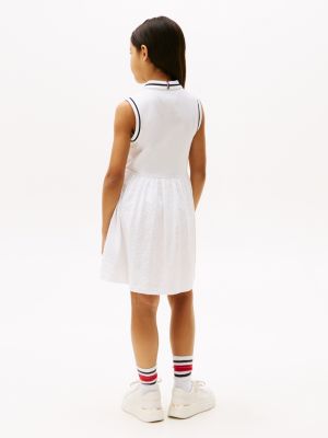 vestito polo con motivo in sangallo multicolore da bambine tommy hilfiger