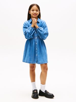 robe chemise en chambray blue pour filles tommy hilfiger