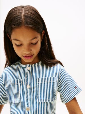 robe en denim à rayures et ceinture plusieurs couleurs pour filles tommy hilfiger