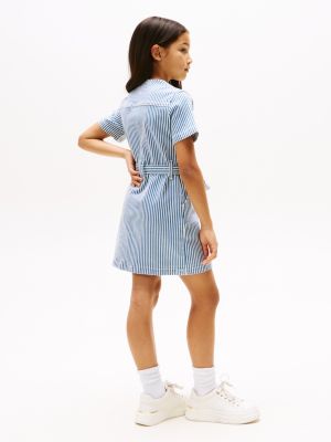 multi stripe belted denim dress for girls tommy hilfiger