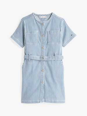 robe en denim à rayures et ceinture plusieurs couleurs pour filles tommy hilfiger