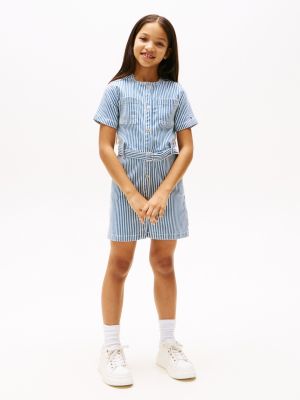 robe en denim à rayures et ceinture plusieurs couleurs pour filles tommy hilfiger