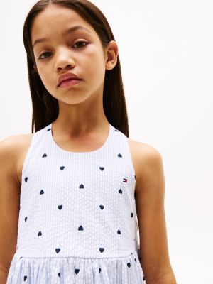 multi heart print seersucker sleeveless dress for girls tommy hilfiger