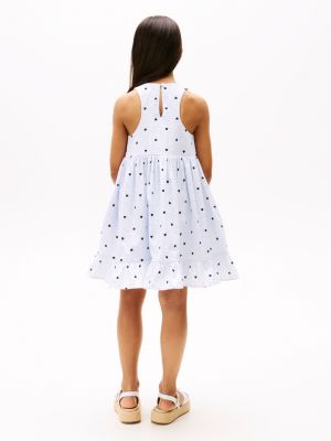 multi heart print seersucker sleeveless dress for girls tommy hilfiger