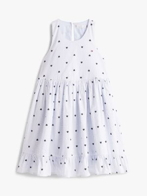 multi heart print seersucker sleeveless dress for girls tommy hilfiger