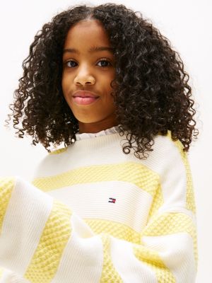 multi textured crew neck jumper for girls tommy hilfiger