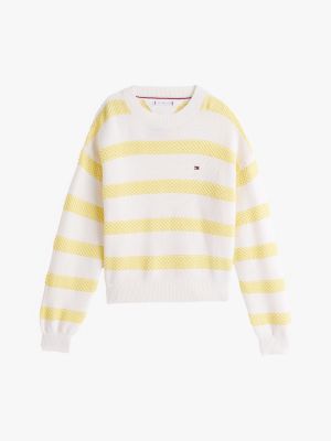 multi textured crew neck jumper for girls tommy hilfiger