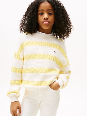 multi textured crew neck jumper for girls tommy hilfiger