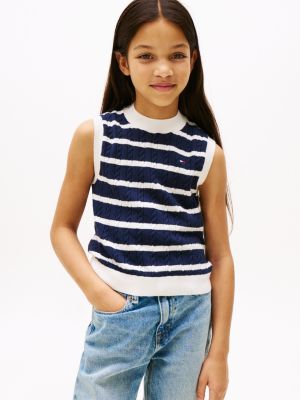 multi stripe cable knit sweater vest for girls tommy hilfiger