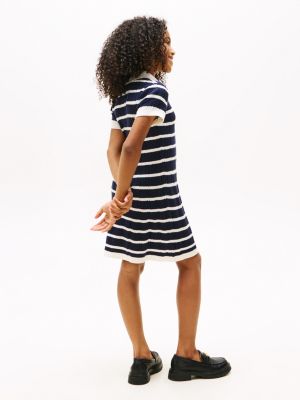 multi stripe cable knit polo dress for girls tommy hilfiger