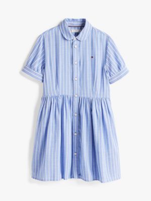 multi gestreiftes hemdblusenkleid mit kurzarm für mädchen - tommy hilfiger