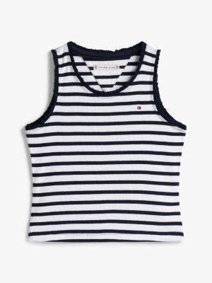 meerdere kleuren getailleerde ribgebreide tanktop voor meisjes - tommy hilfiger