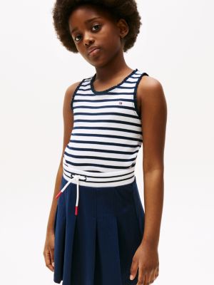 canotta a coste con finiture tramate multi da bambine tommy hilfiger