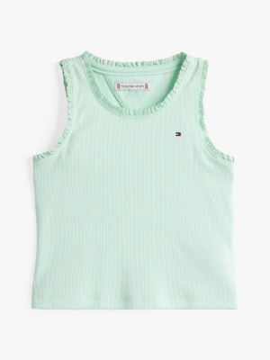 green trim ribbed tank top for girls tommy hilfiger