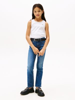 white trim ribbed tank top for girls tommy hilfiger