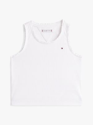 white trim ribbed tank top for girls tommy hilfiger