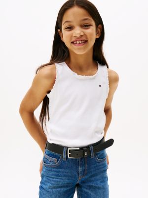 wit getailleerde ribgebreide tanktop voor meisjes - tommy hilfiger