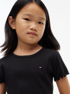 Essential Ruffle Ribbed Extra Slim Top — Black 3