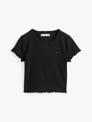 black ruffle ribbed top for girls tommy hilfiger