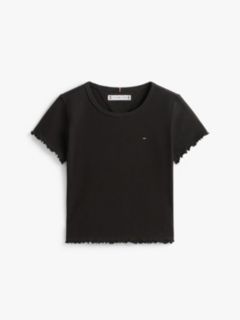 Essential Ruffle Ribbed Extra Slim Top — Black 5