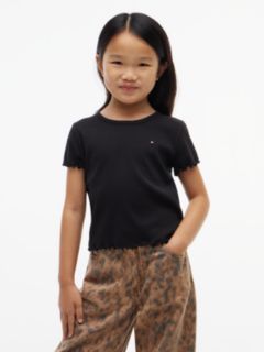 Essential Ruffle Ribbed Extra Slim Top — Black 1