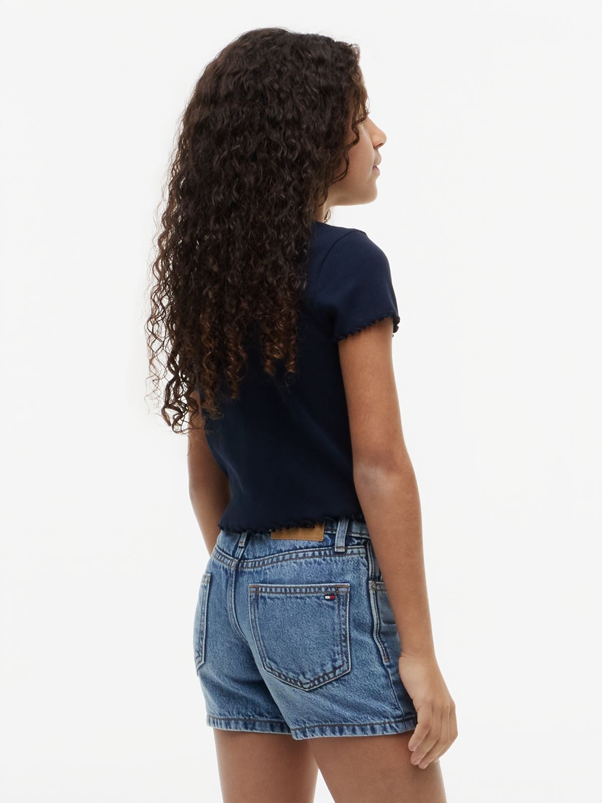 Essential Ruffle Ribbed Extra Slim Top — Blue