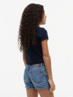 Essential Ruffle Ribbed Extra Slim Top — Blue 5
