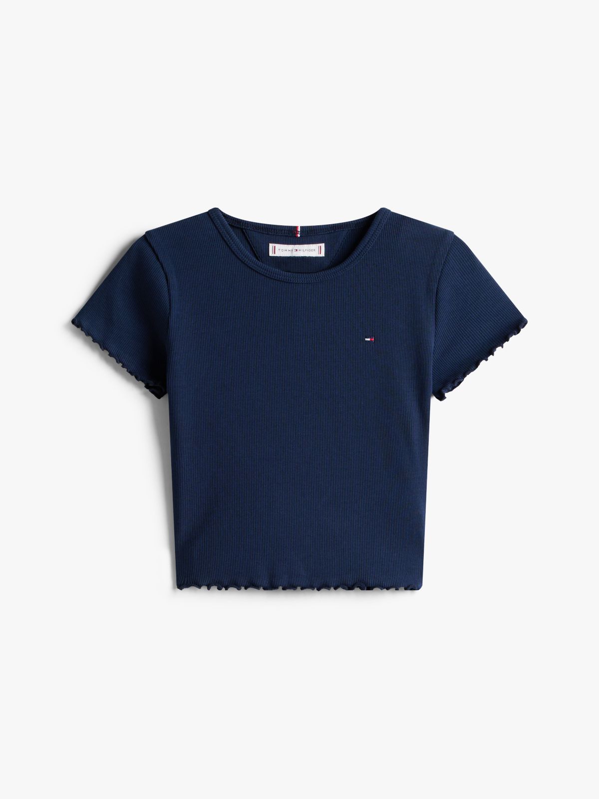 Essential Ruffle Ribbed Extra Slim Top — Blue
