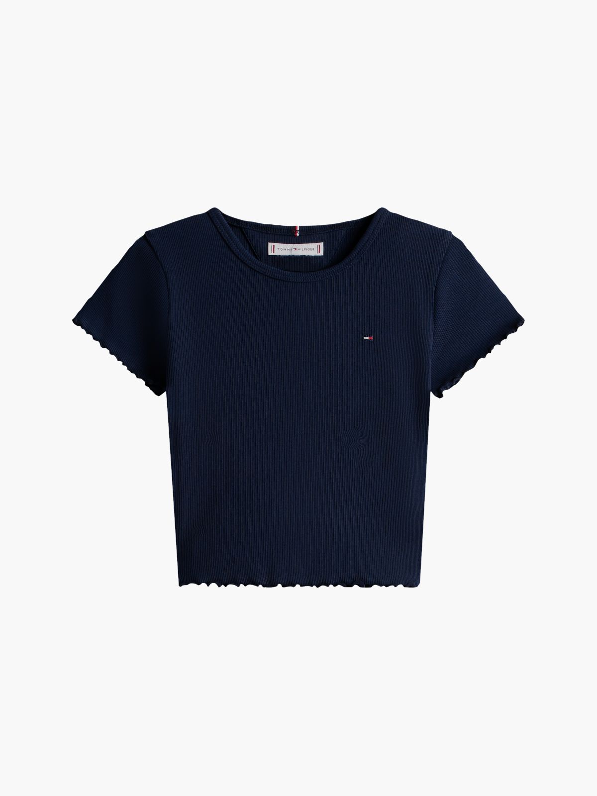 Essential Ruffle Ribbed Extra Slim Top — Blue