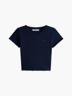 Essential Ruffle Ribbed Extra Slim Top — Blue 7