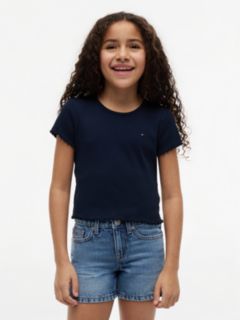 Essential Ruffle Ribbed Extra Slim Top — Blue 1