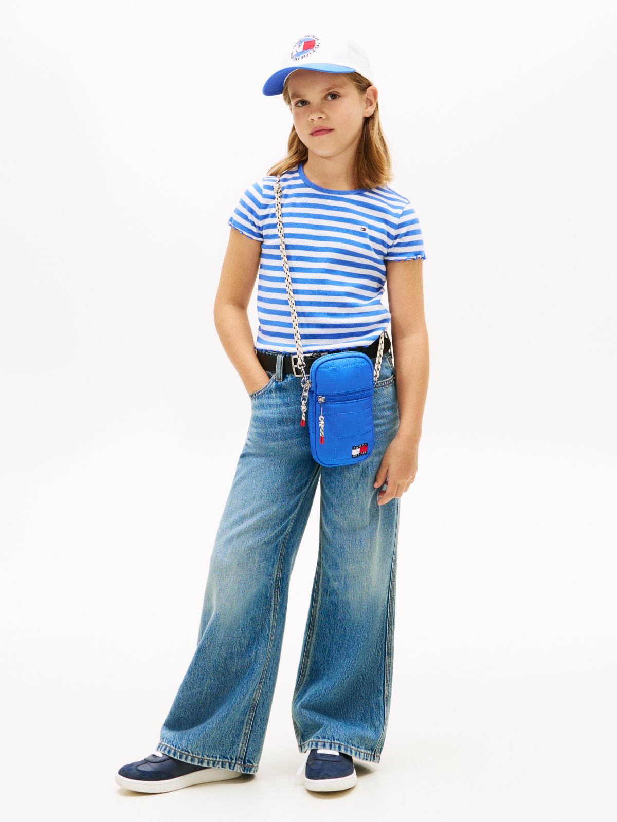 Essential Ruffle Ribbed Extra Slim Top — Blue