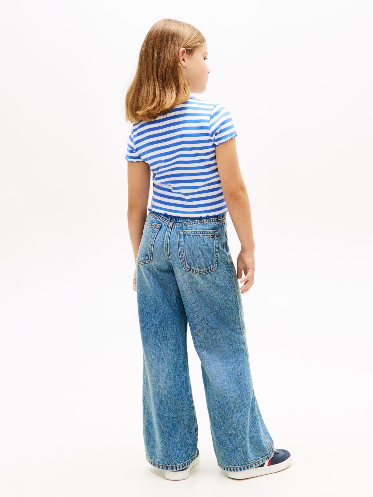 Essential Ruffle Ribbed Extra Slim Top — Blue