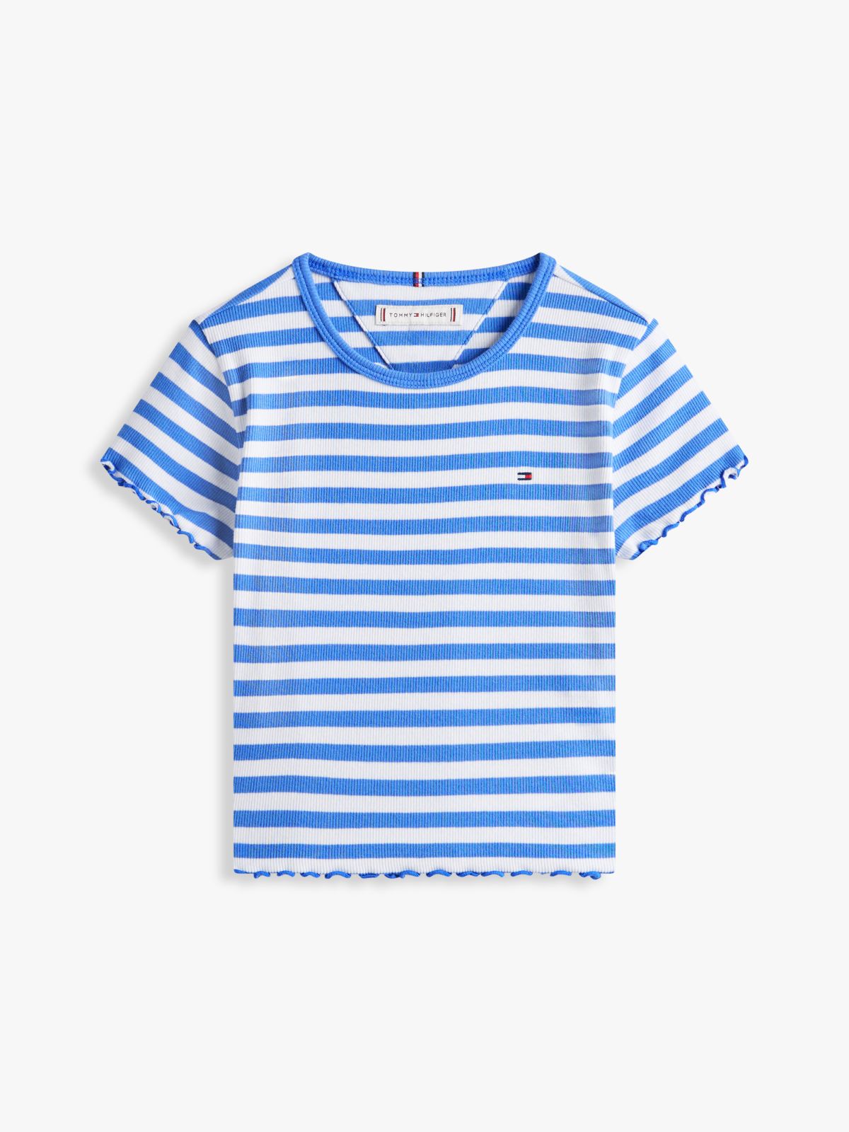Essential Ruffle Ribbed Extra Slim Top — Blue