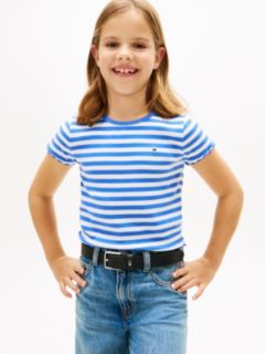 Essential Ruffle Ribbed Extra Slim Top — Blue 1