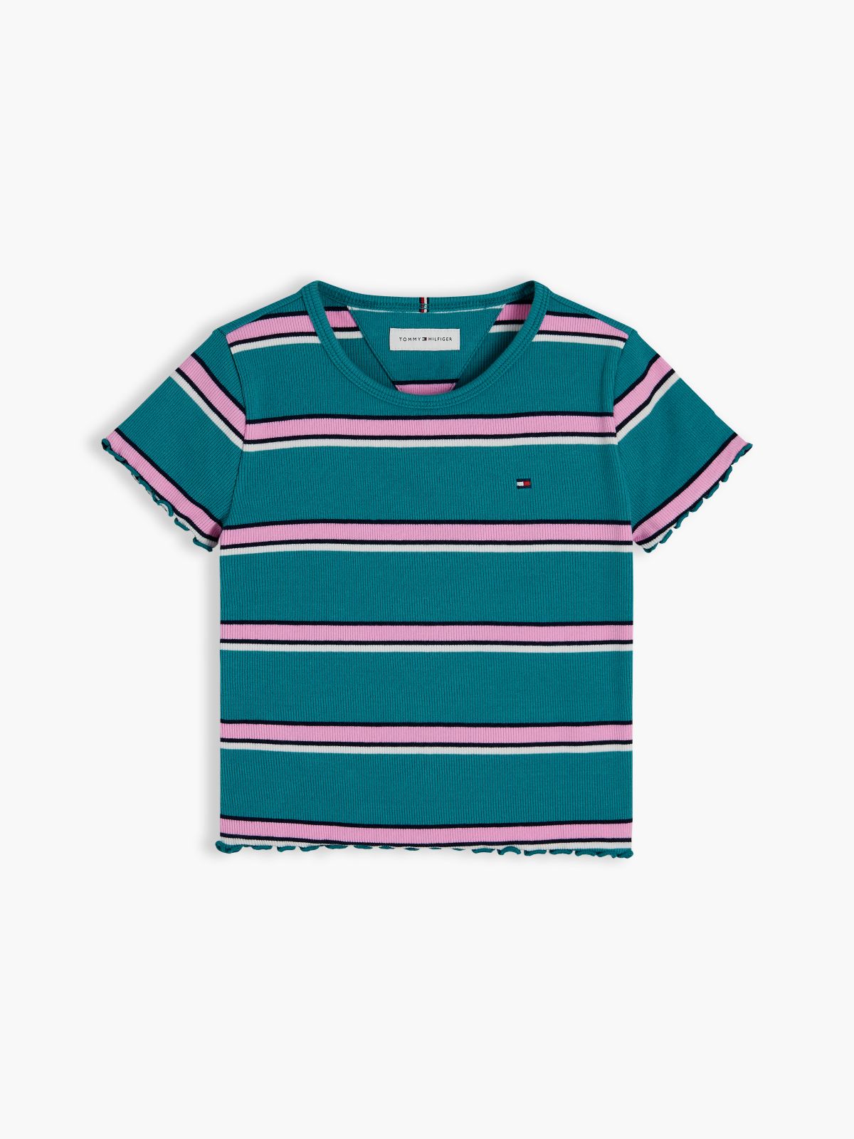 Essential Ruffle Ribbed Extra Slim Top — Green