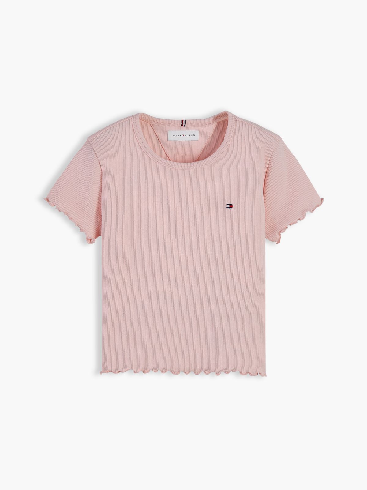 Essential Ruffle Ribbed Extra Slim Top — Pink