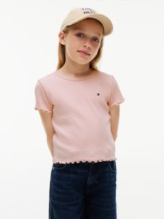 Essential Ruffle Ribbed Extra Slim Top — Pink 1