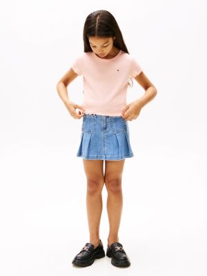 pink ruffle ribbed top for girls tommy hilfiger